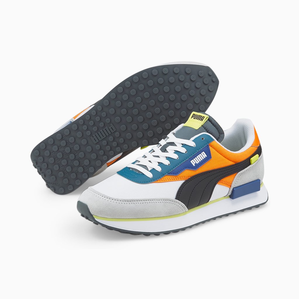 Baskets Puma Future Rider Play On Homme Blanche Orange | VHKYZ3917