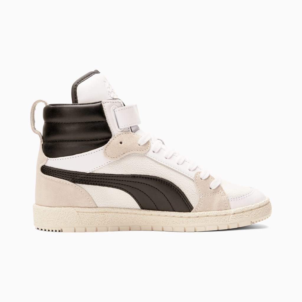 Baskets Puma High Court Regal Ralph Sampson Mid Femme Blanche Noir | VKFNH8431