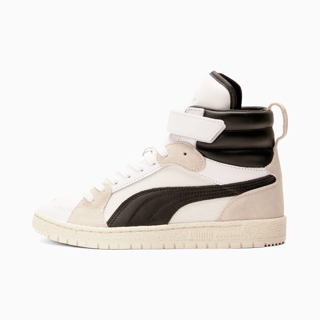 Baskets Puma High Court Regal Ralph Sampson Mid Femme Blanche Noir | VKFNH8431