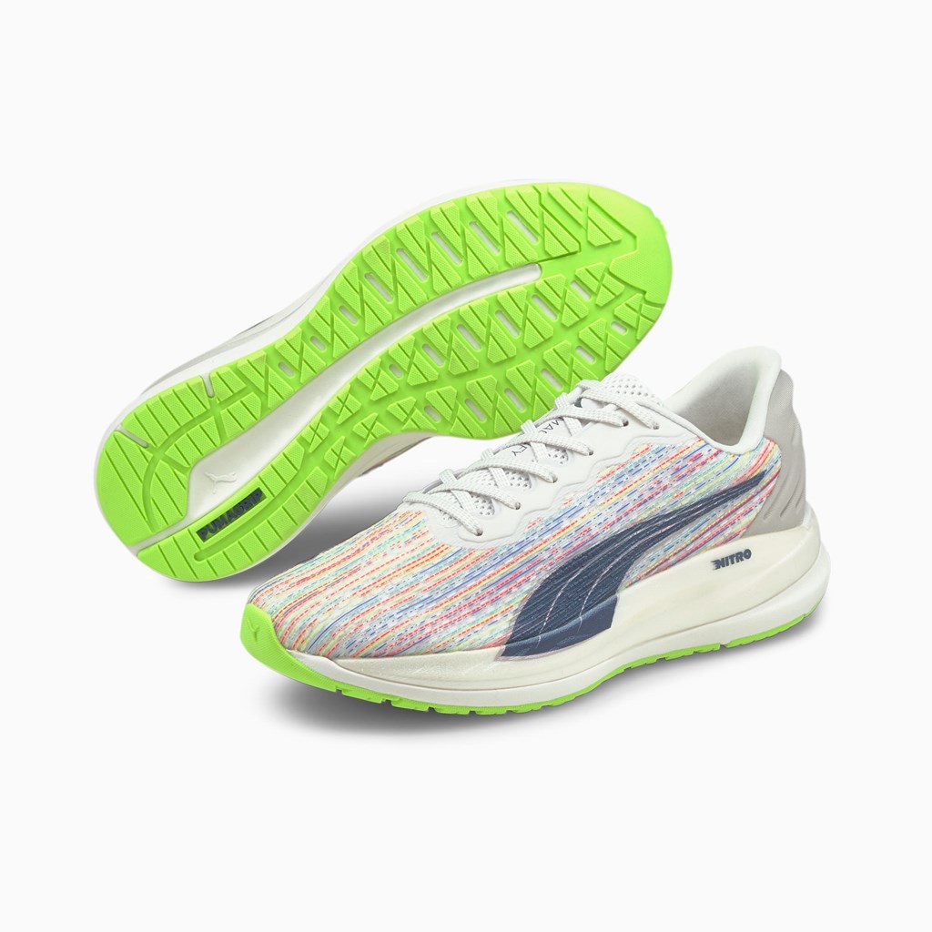 Baskets Puma Magnify Nitro SP Course Femme Blanche Vert | YBFAP0384