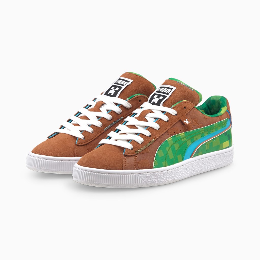 Baskets Puma PUMA x MINECRAFT Suede Homme Marron Vert | XKTDM0824