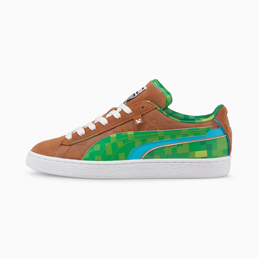 Baskets Puma PUMA x MINECRAFT Suede Homme Marron Vert | XKTDM0824