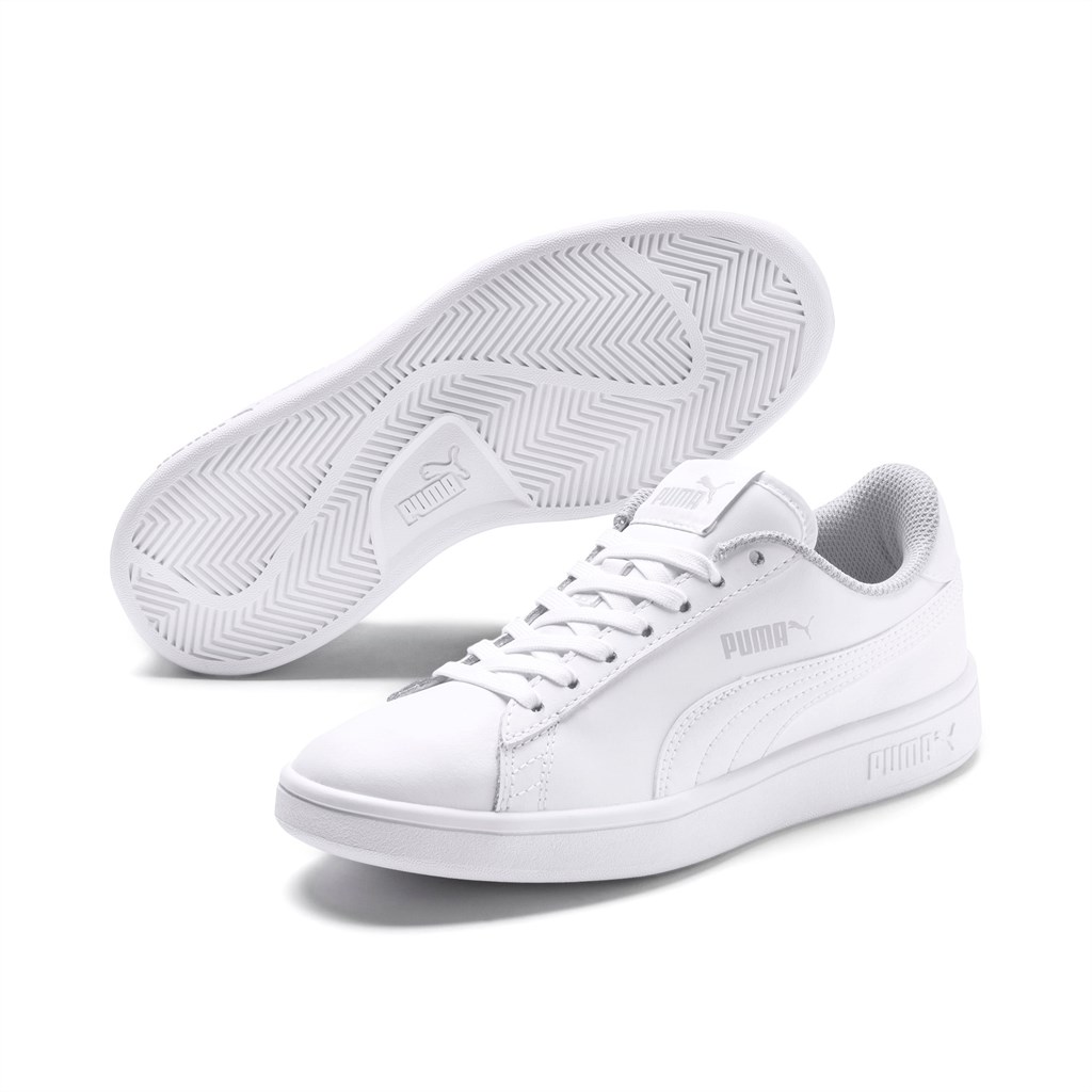 Baskets Puma Puma Smash V2 Cuir Jr Garcon Blanche Blanche | 0641853-LF