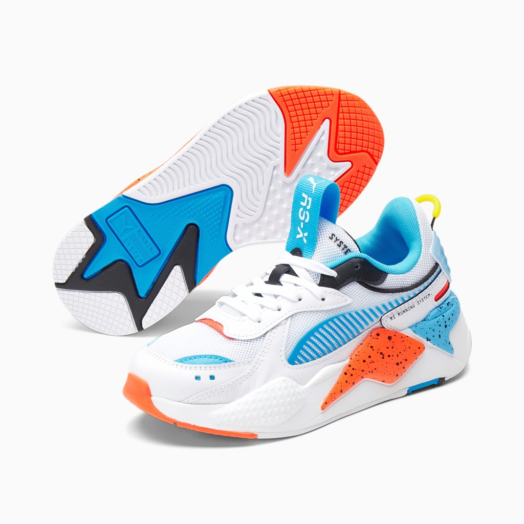 Baskets Puma RS-X Airbrush JR Garcon Blanche Rouge Bleu | 0489532-EG