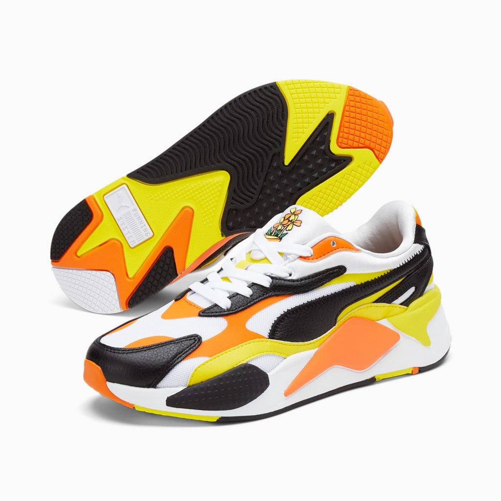 Baskets Puma RS-X³ Court Crush Homme Blanche Noir Jaune | JEVPH6095