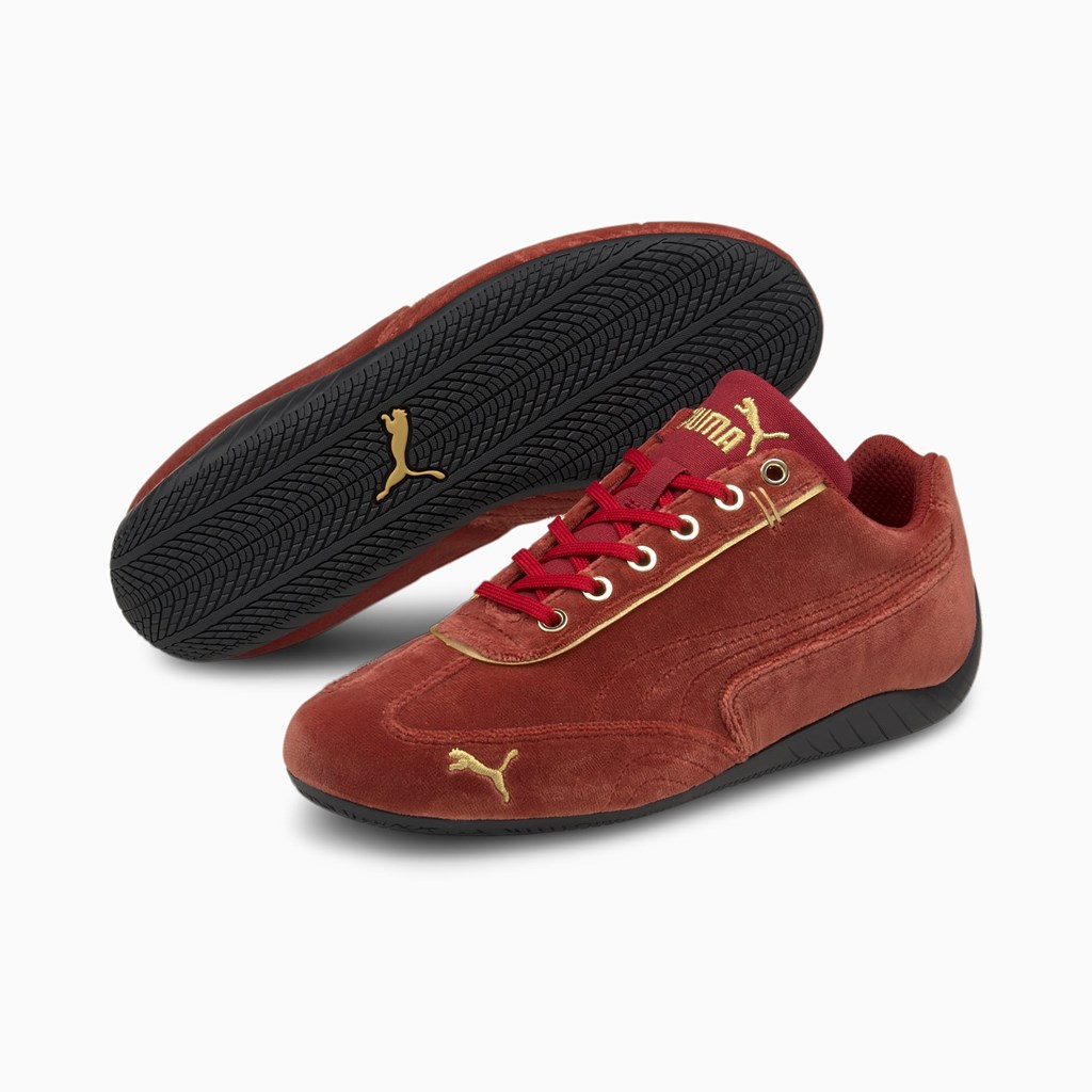 Baskets Puma Speedcat Velvet Femme Rouge Doré | BXQMJ7853