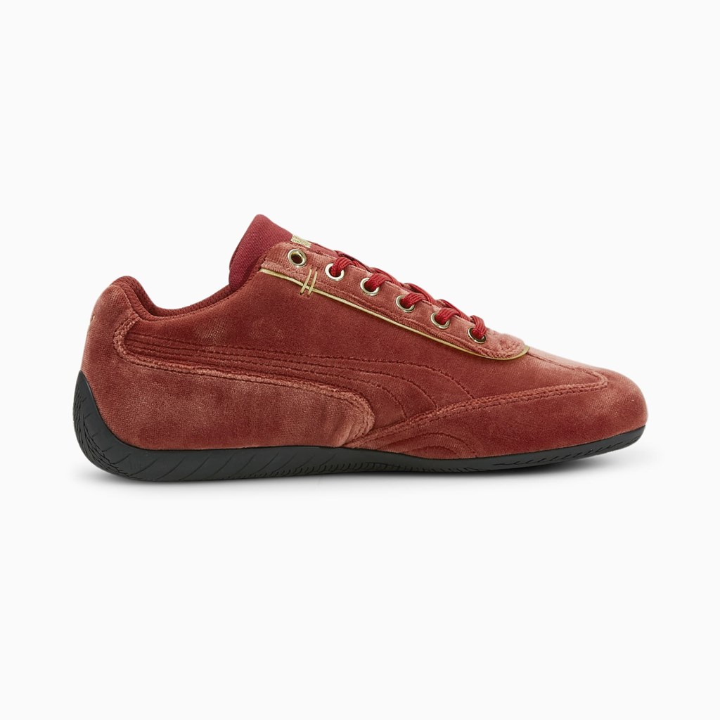 Baskets Puma Speedcat Velvet Femme Rouge Doré | BXQMJ7853