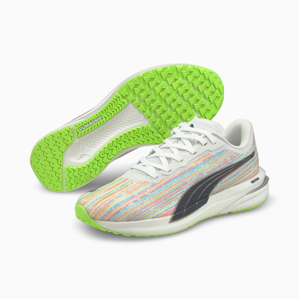 Baskets Puma Velocity Nitro Spectra Course Femme Blanche Vert | FKEPY7265