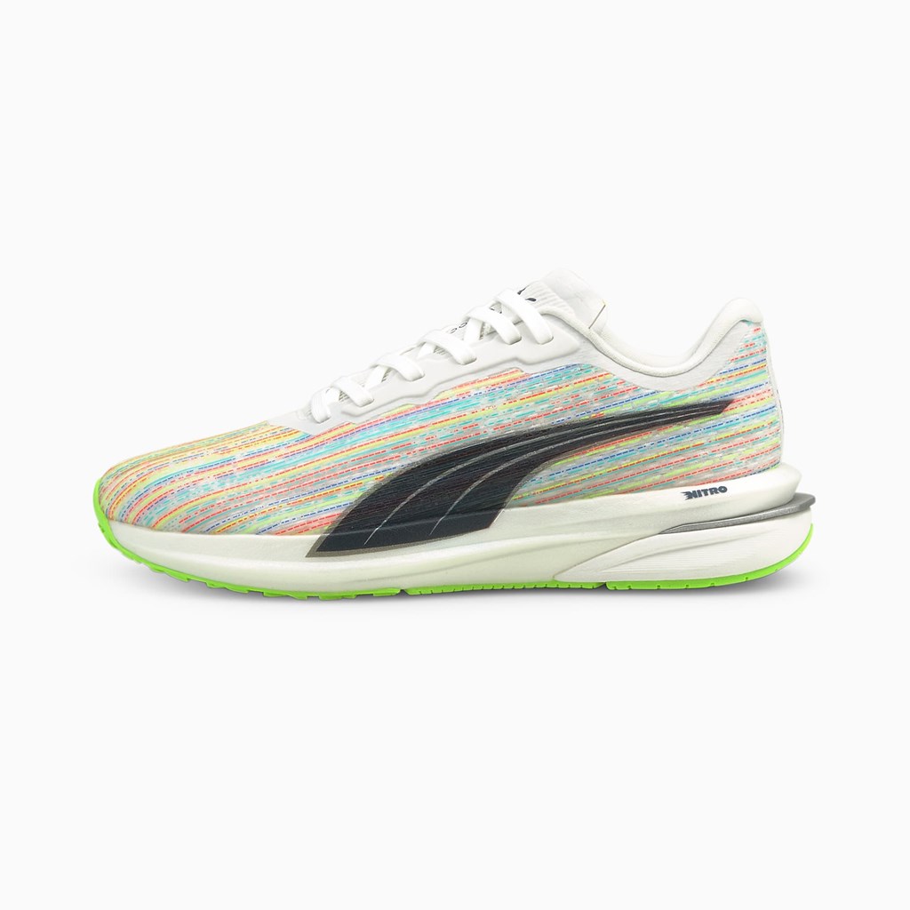 Baskets Puma Velocity Nitro Spectra Course Femme Blanche Vert | FKEPY7265