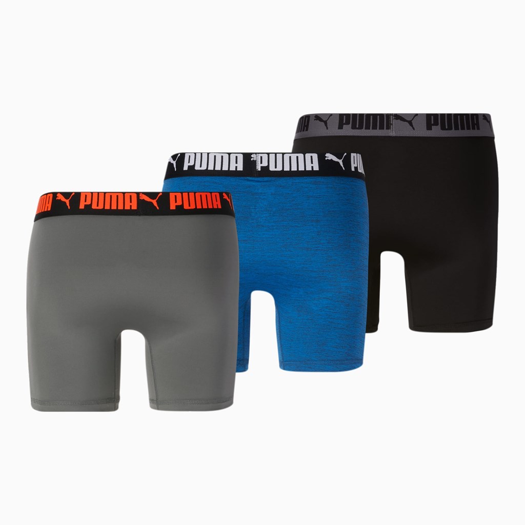 Briefs Puma Athlétiques Boxer Briefs [3 Pack] Homme Bleu Grise | 7306425-BA