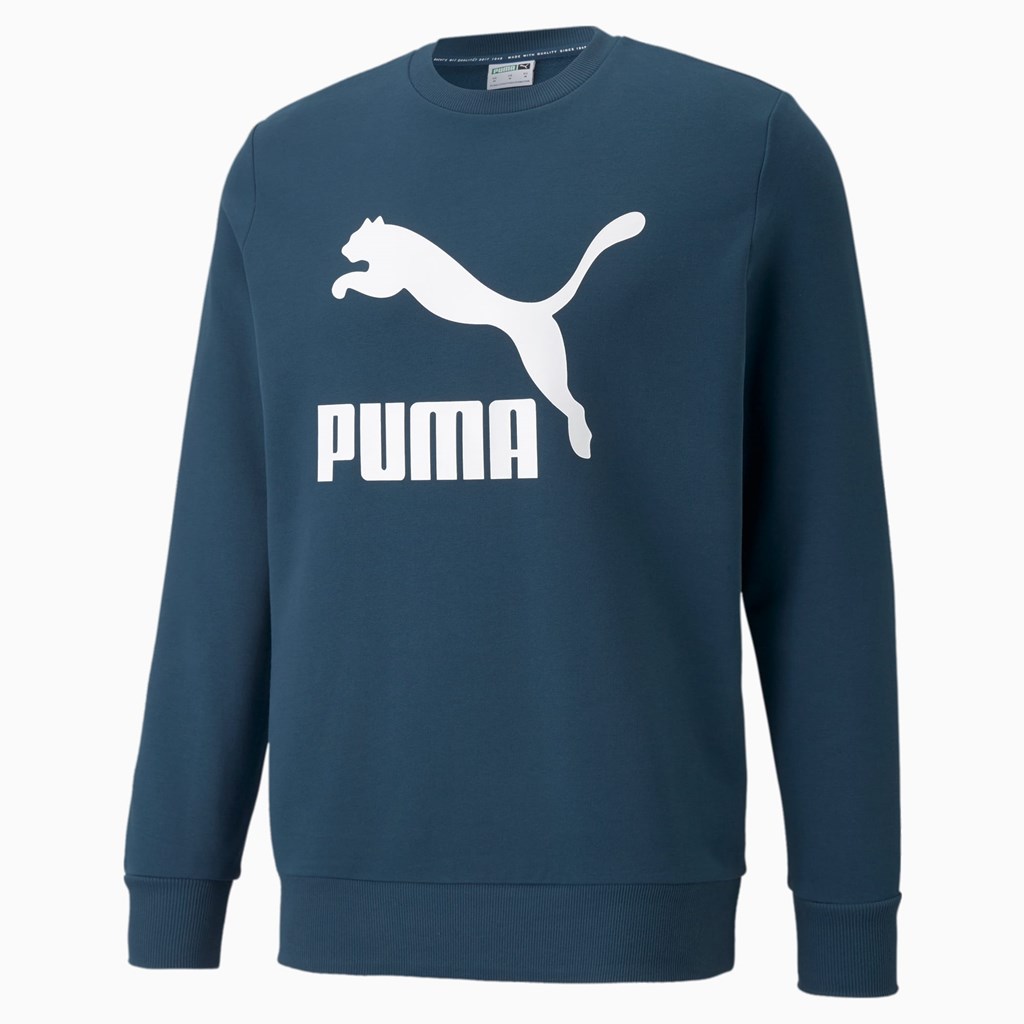 Chandails Puma Classics Logo Crew Neck Homme Bleu Blanche | HKOVJ5827