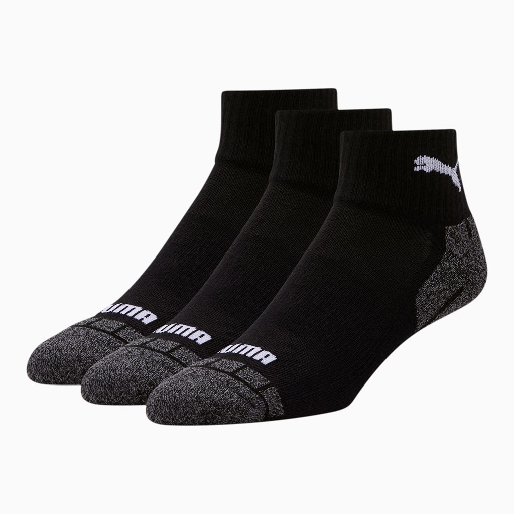 Chaussettes Puma Quarter Crew Cat [3 Pack] Homme Noir Bleu | DRVLI7198