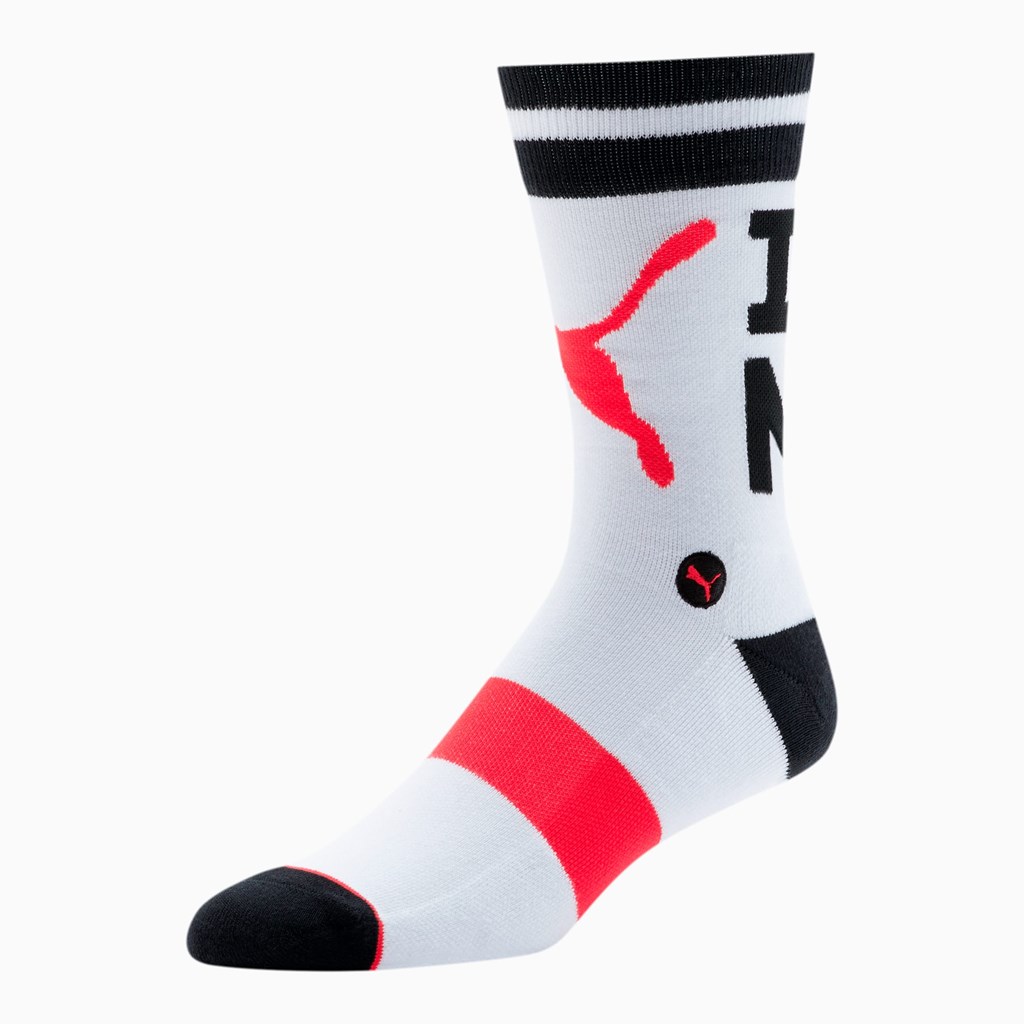 Chaussettes Puma Unisex Crew [1 Pair] Homme Blanche Noir | SXOYJ6749