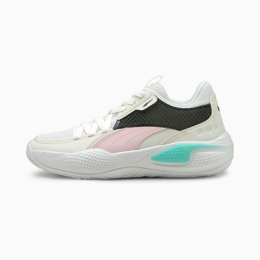 Chaussure De Basketball Puma Court Rider Summer Days JR Garcon Blanche Rose | 1407832-VG