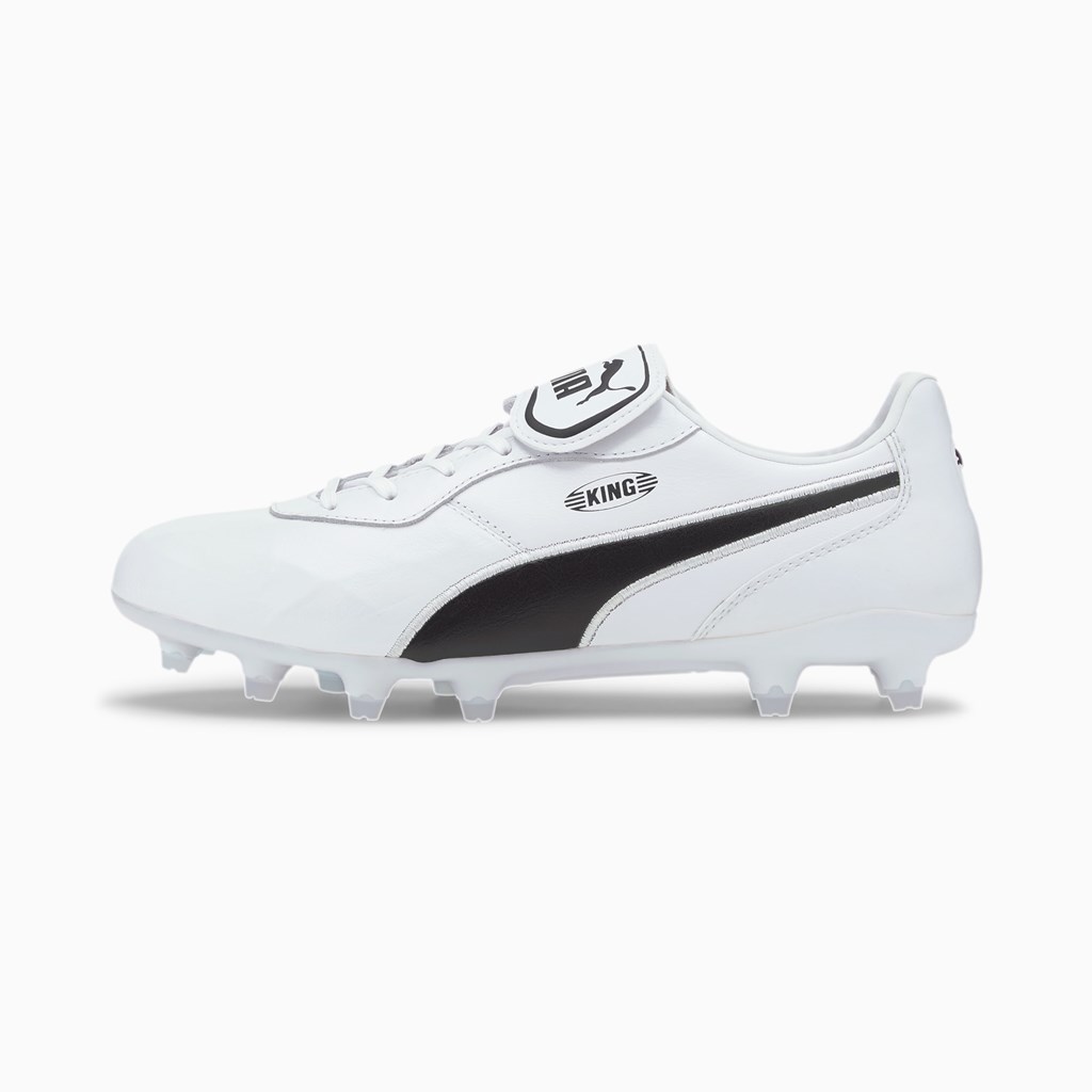 Crampons de Foot Puma King Top FG Homme Blanche Noir Blanche | SERHF1495