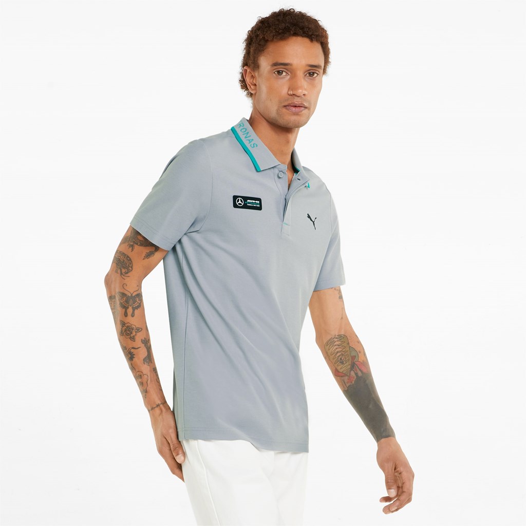 Polos Puma Mercedes F1 Piqué Homme Argent | 7810543-LB