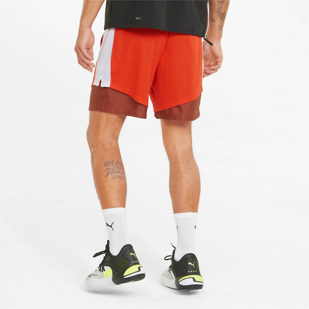 Shorts Puma Pick and Roll Basketball Homme Cherry Tomato / Chili Oil | 2869147-PV