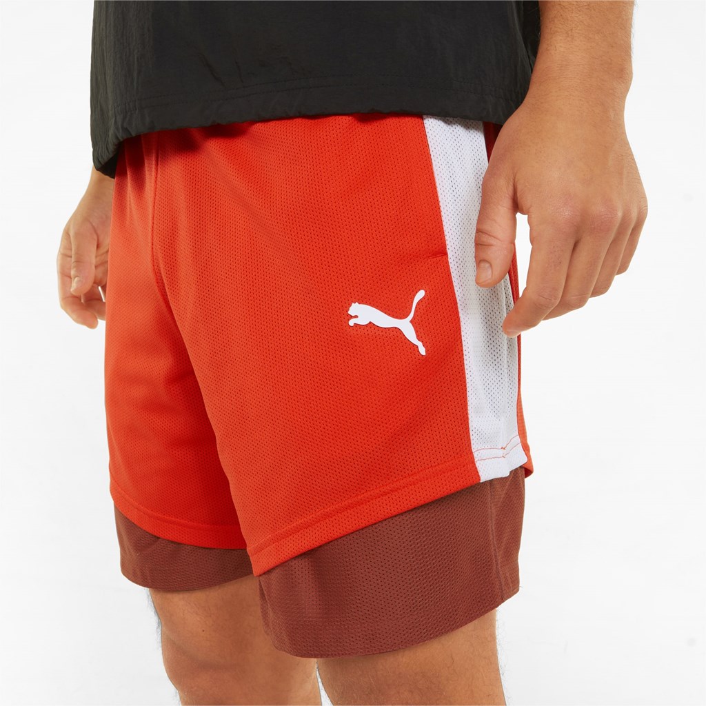 Shorts Puma Pick and Roll Basketball Homme Cherry Tomato / Chili Oil | 2869147-PV