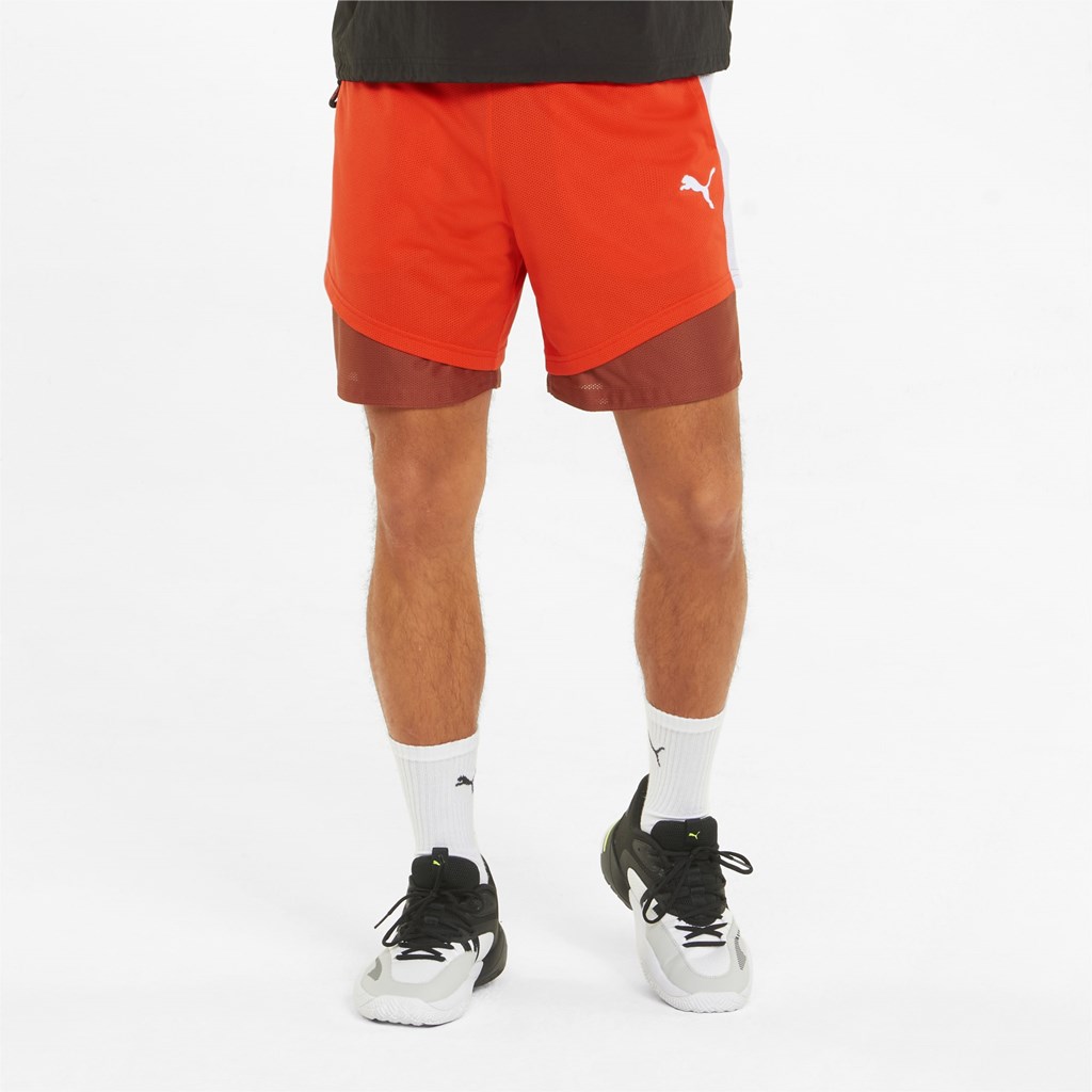 Shorts Puma Pick and Roll Basketball Homme Cherry Tomato / Chili Oil | 2869147-PV