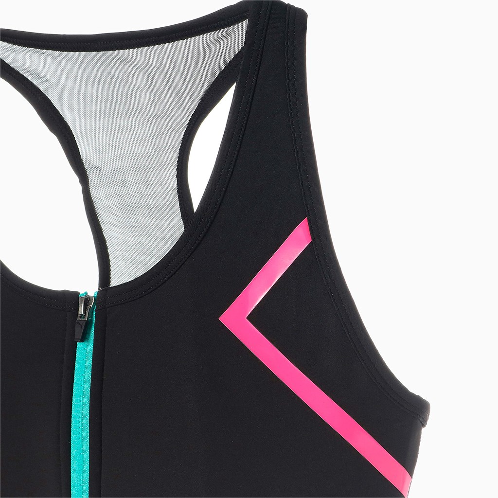 Soutien Gorge Sport Puma PUMA x BARBELLS FOR BOOBS Zip Front Course Femme Noir | VMYIH8915