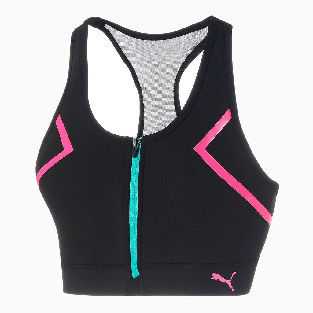 Soutien Gorge Sport Puma PUMA x BARBELLS FOR BOOBS Zip Front Course Femme Noir | VMYIH8915