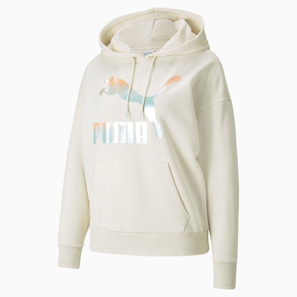 Sweat À Capuche Puma Classics Logo Femme Ivory Glow / Gloaming | 4287035-RU