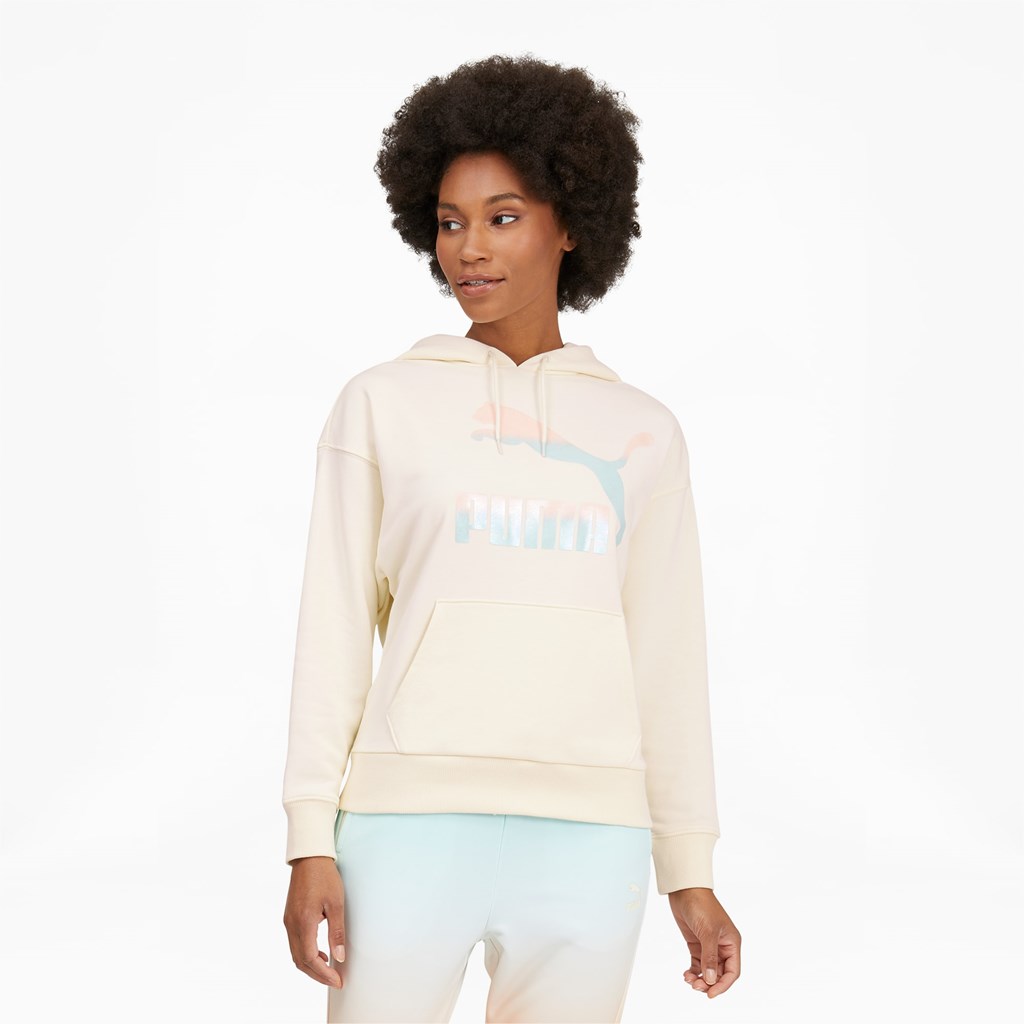 Sweat À Capuche Puma Classics Logo Femme Ivory Glow / Gloaming | 4287035-RU