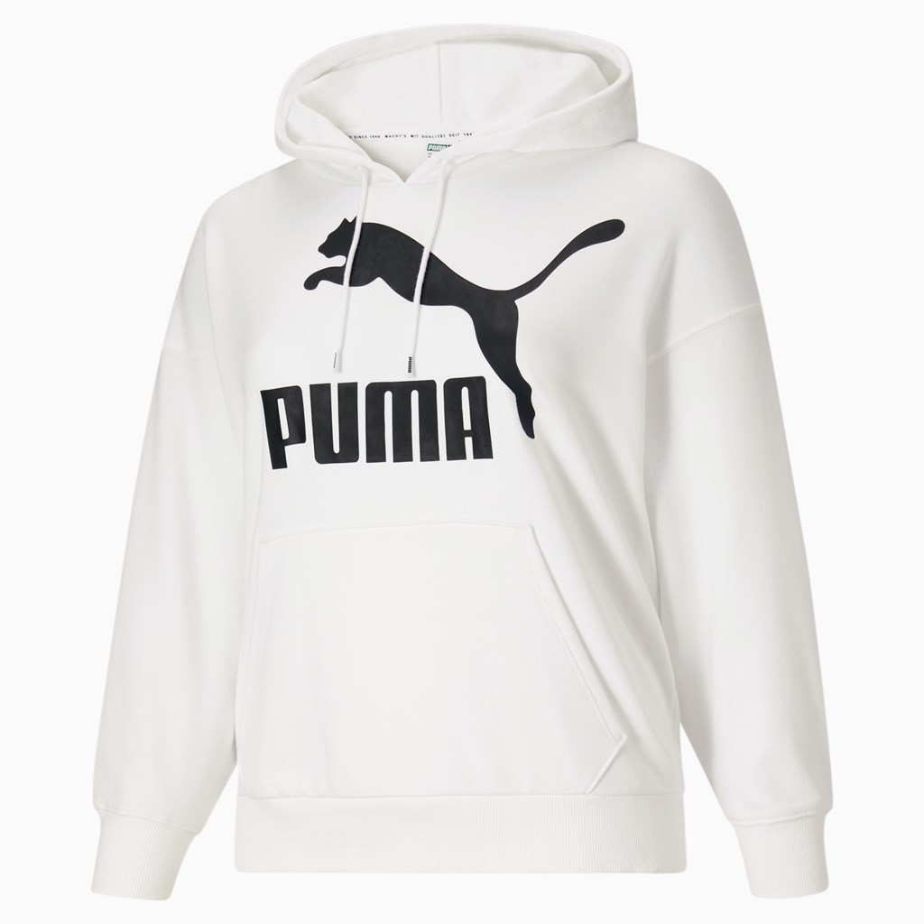 Sweat À Capuche Puma Classics Logo PL Femme Blanche Noir | 7589436-WG