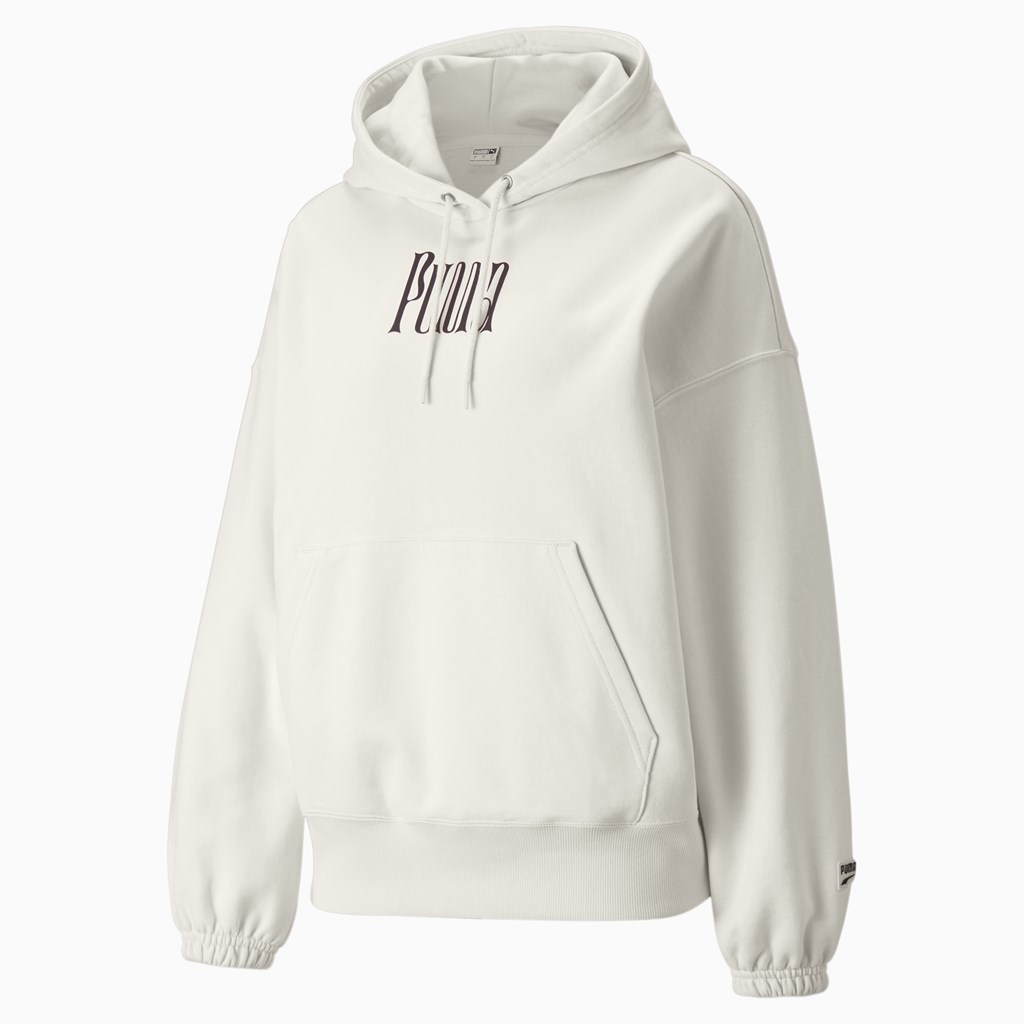 Sweat À Capuche Puma Downtown Graphic Femme Ivory Glow | 6502734-DM