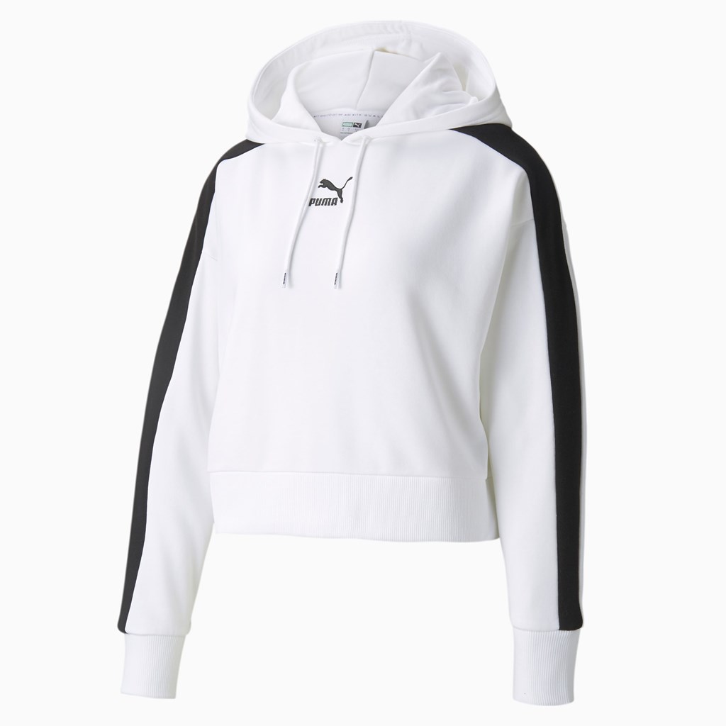 Sweat À Capuche Puma Iconic T7 Cropped Femme Blanche | 0986347-RY