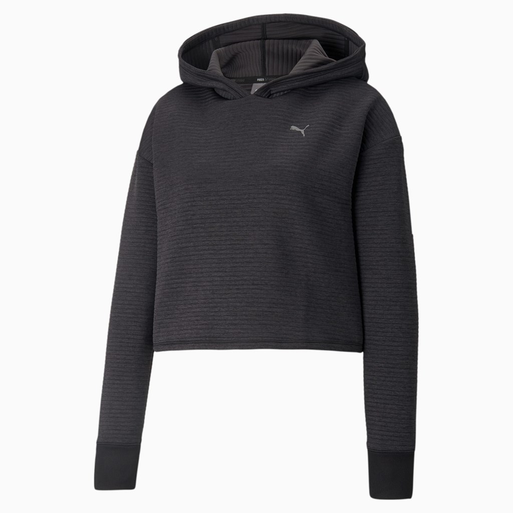 Sweat À Capuche Puma STUDIO Textured Course Skimmer Femme Noir | 0329745-BA