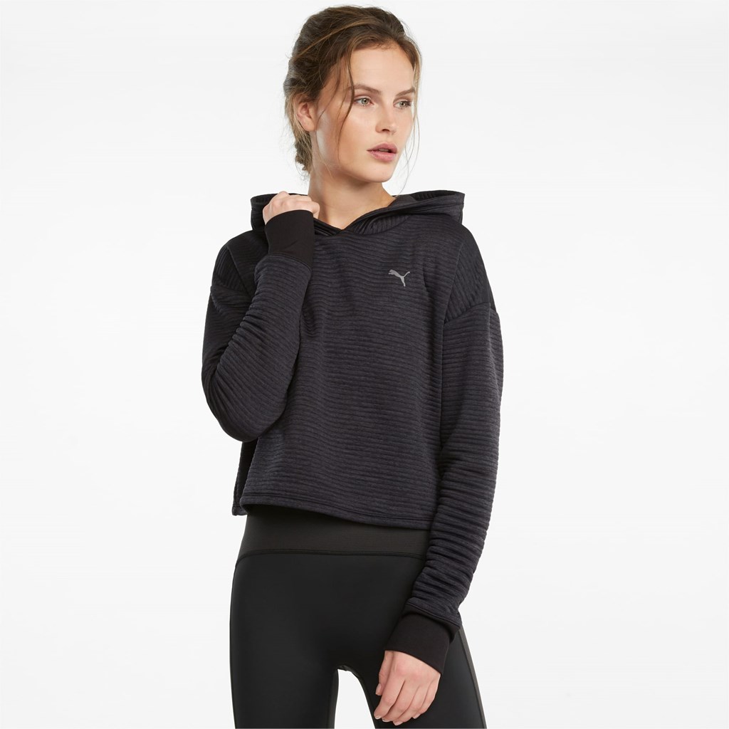 Sweat À Capuche Puma STUDIO Textured Course Skimmer Femme Noir | 0329745-BA