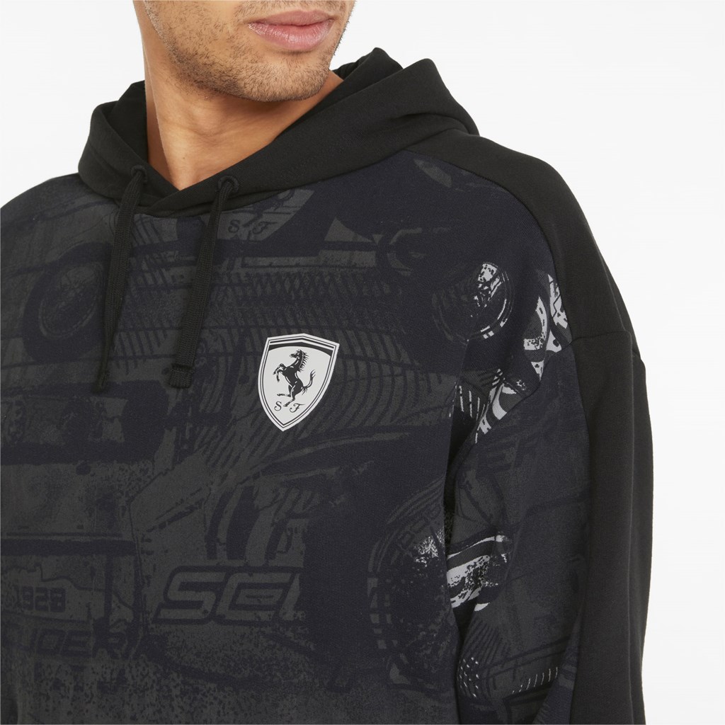 Sweat À Capuche Puma Scuderia Ferrari Race Printed Homme Noir | 7095632-QG