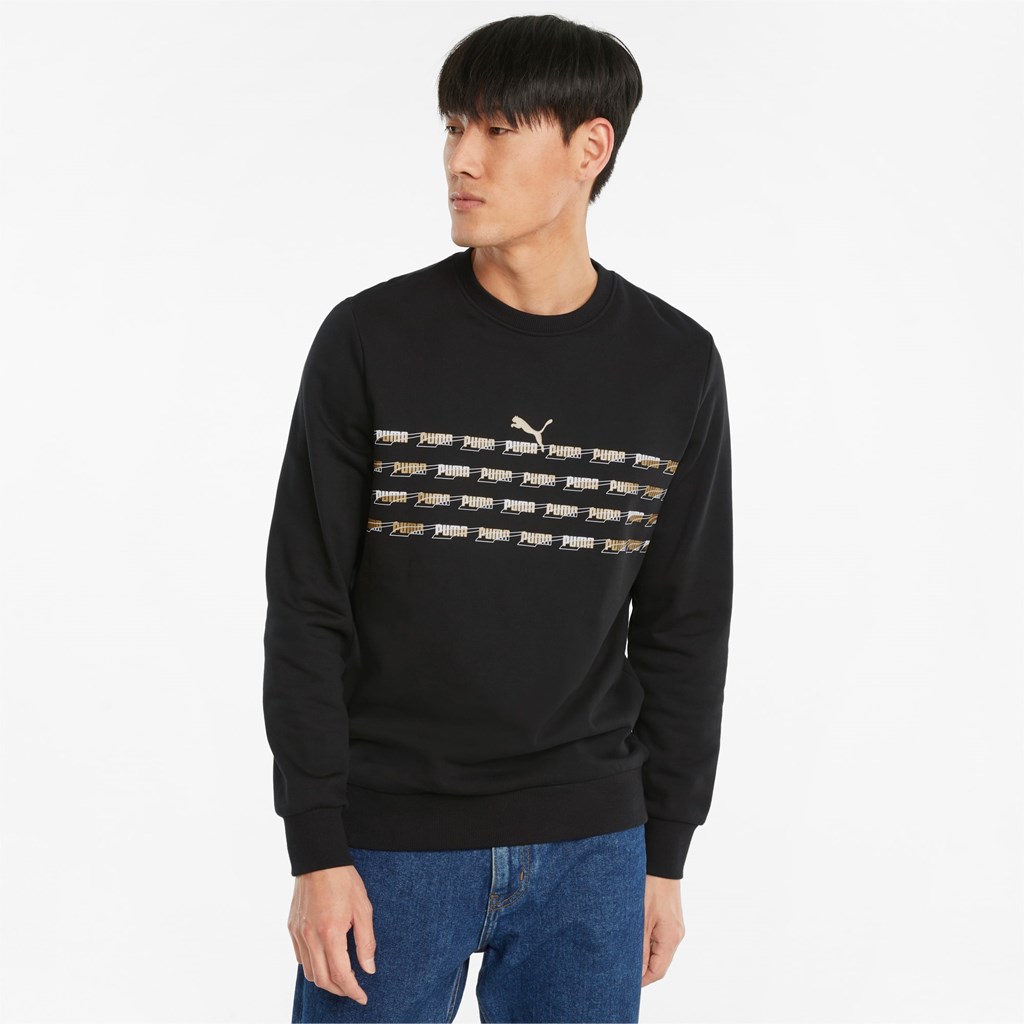 Sweatshirt Puma CG Graphic French Terry Crew Neck Homme Noir Doré | VBOA87059