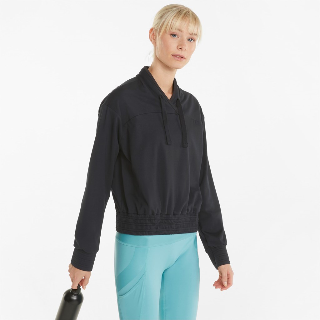 Sweatshirt Puma CLOUDSPUN Mode Luxe Course Femme Noir | 5624931-IJ