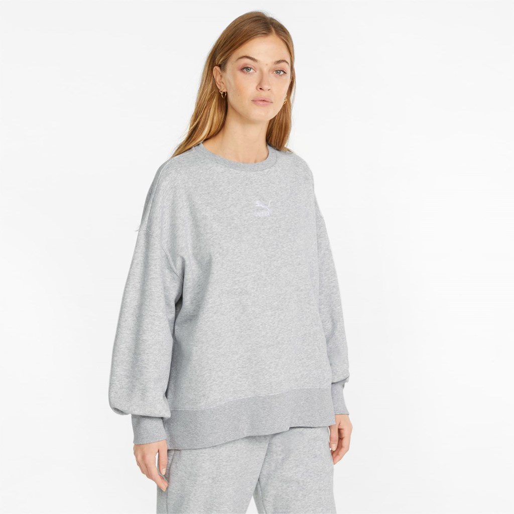 Sweatshirt Puma Classics Oversized Crew Femme Noir | LOJK58730