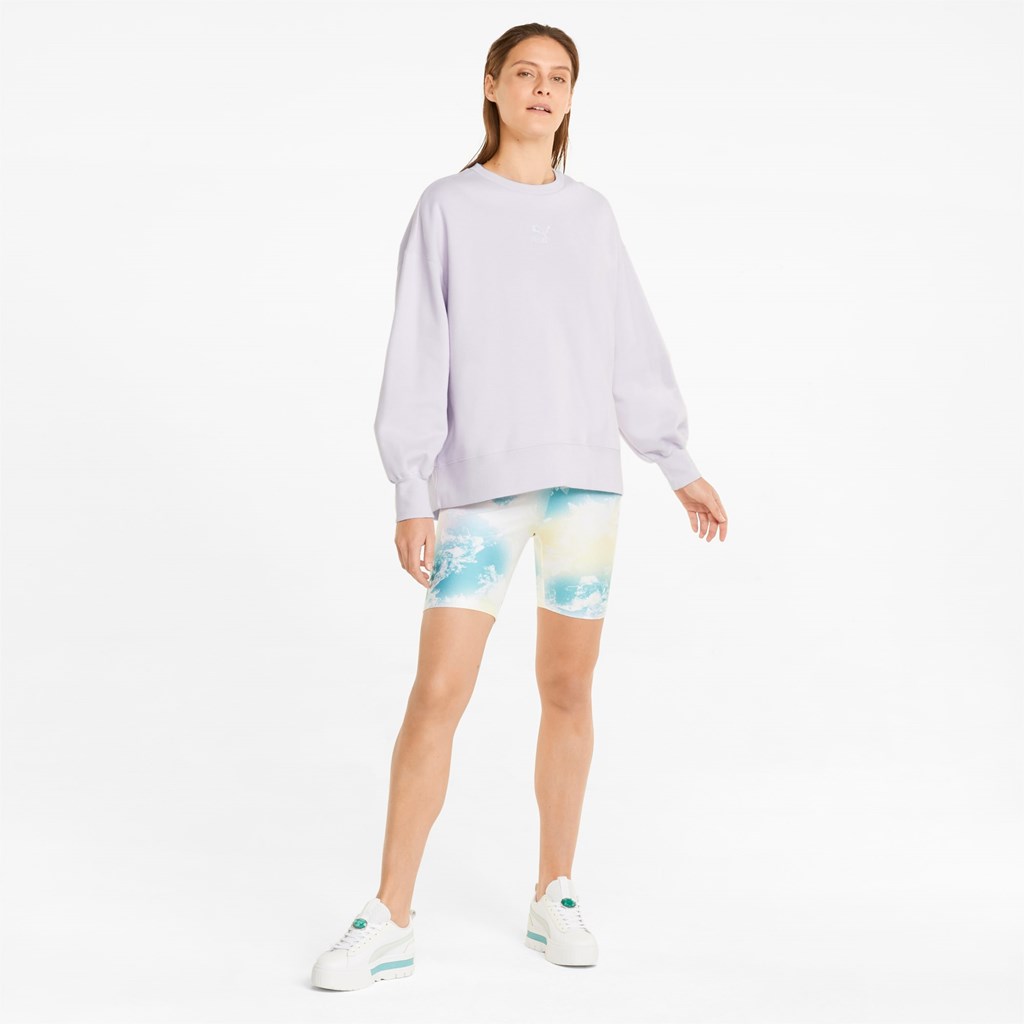 Sweatshirt Puma Classics Oversized Crew Femme Lavande | NCVY42568