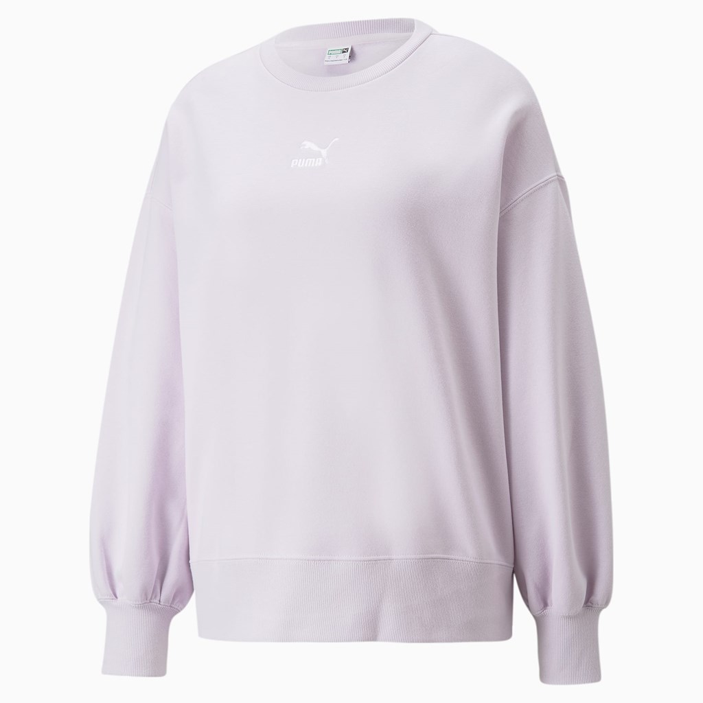 Sweatshirt Puma Classics Oversized Crew Femme Lavande | NCVY42568