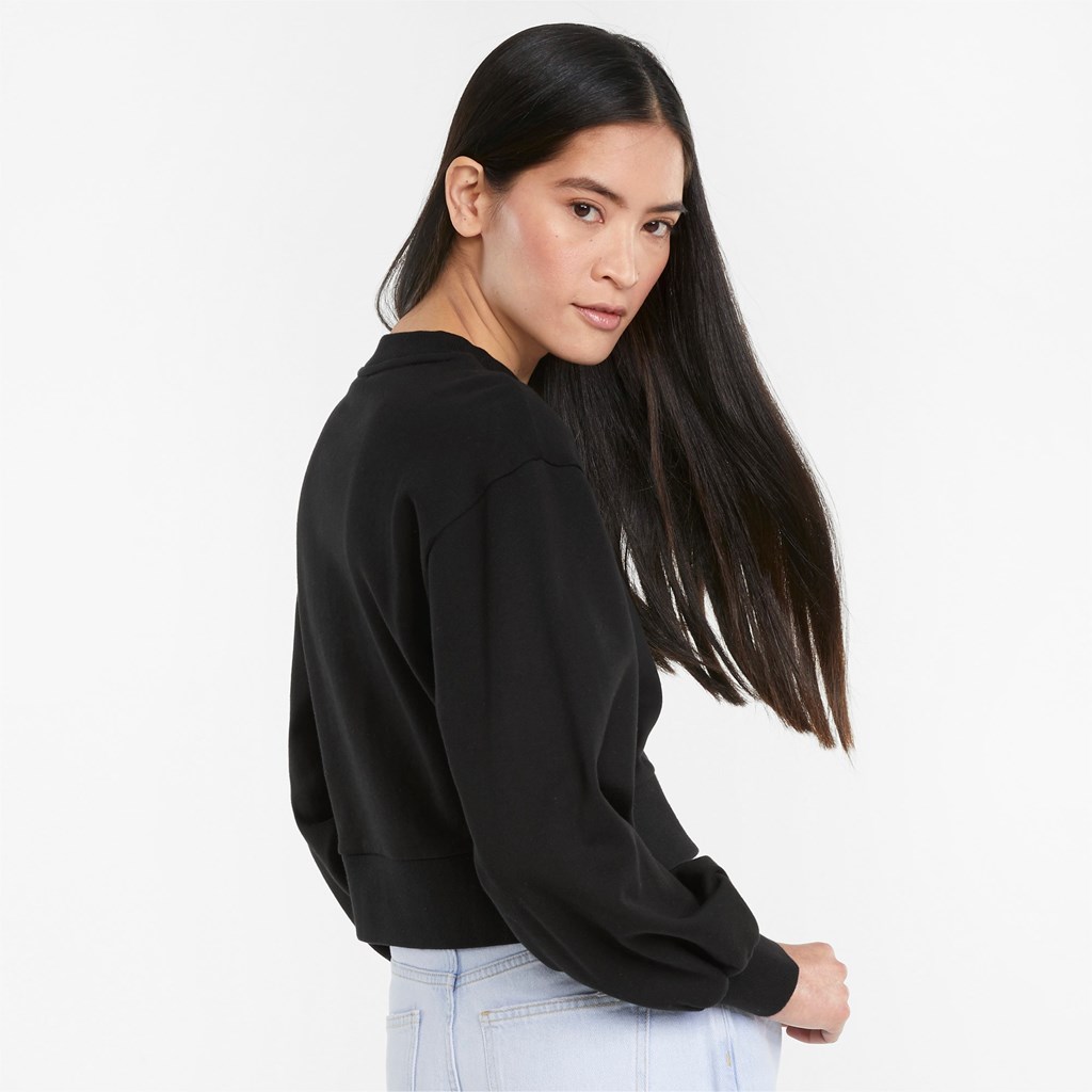 Sweatshirt Puma Classics Puff Sleeve Crew Neck Femme Noir | IQPK13045