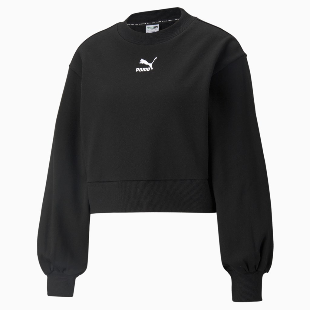 Sweatshirt Puma Classics Puff Sleeve Crew Neck Femme Noir | IQPK13045