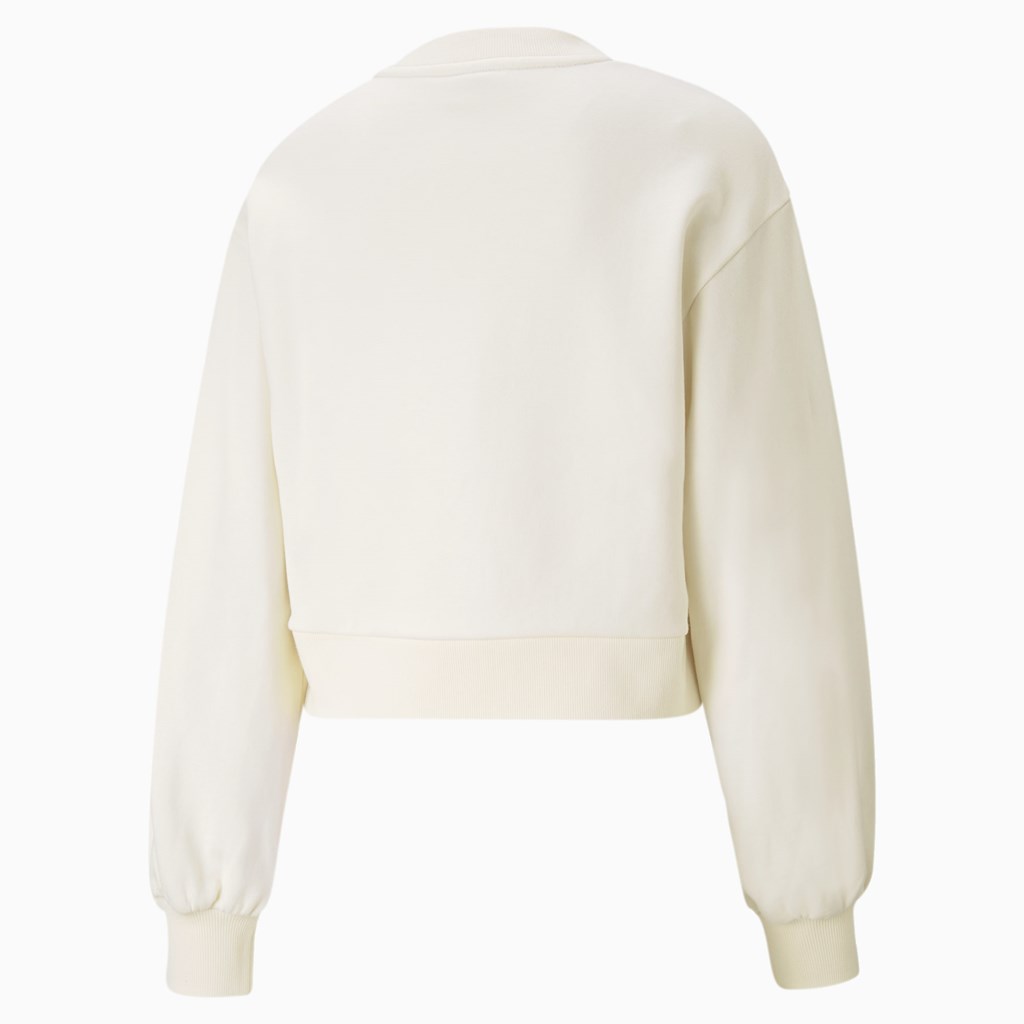 Sweatshirt Puma Classics Puff Sleeve Crew Neck Femme Ivory Glow | NGOM17403