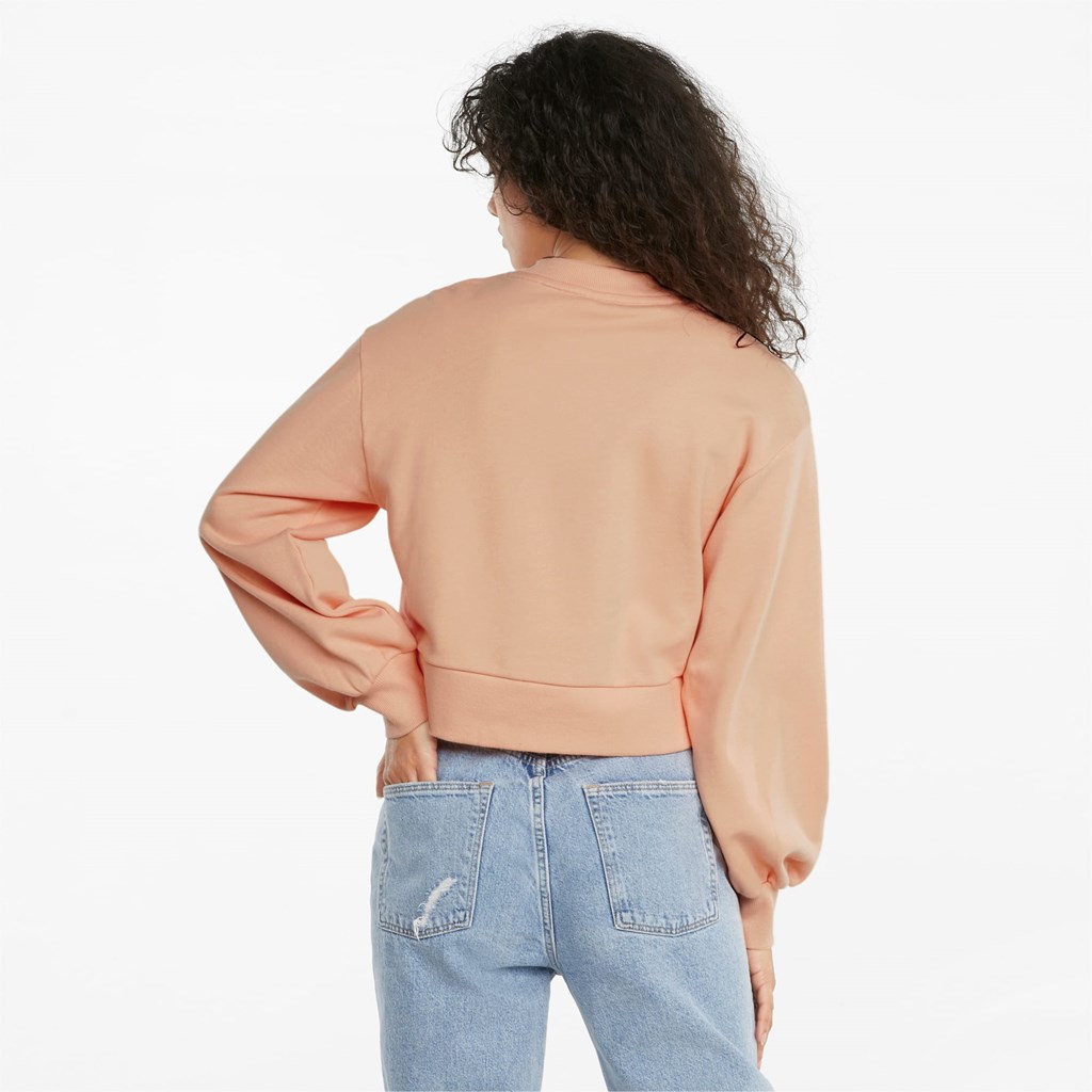 Sweatshirt Puma Classics Puff Sleeve Crew Neck Femme Peach Parfait | OEJD92367