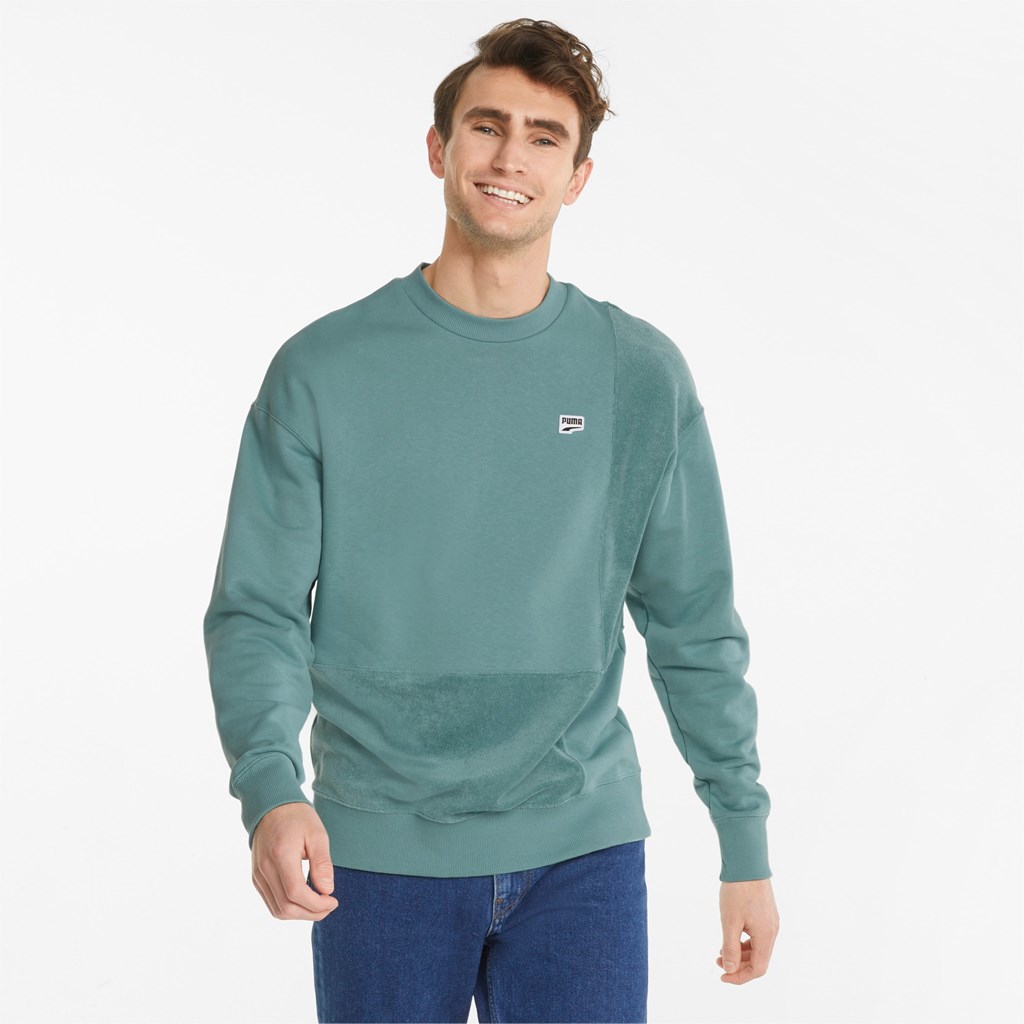 Sweatshirt Puma Downtown Crew Neck Homme Bleu | FCNJ40256