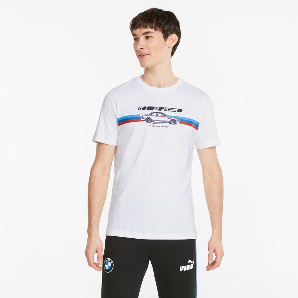 T Shirt Running Puma BMW M Motorsport Car Graphic Homme Blanche | 4617053-SL