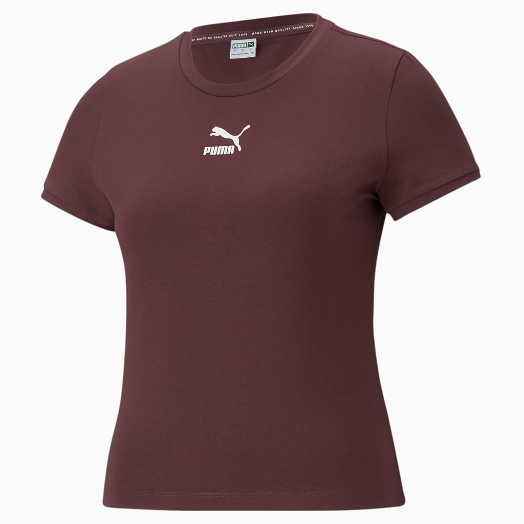 T Shirt Running Puma Classics Femme Fudge | 7012486-DP