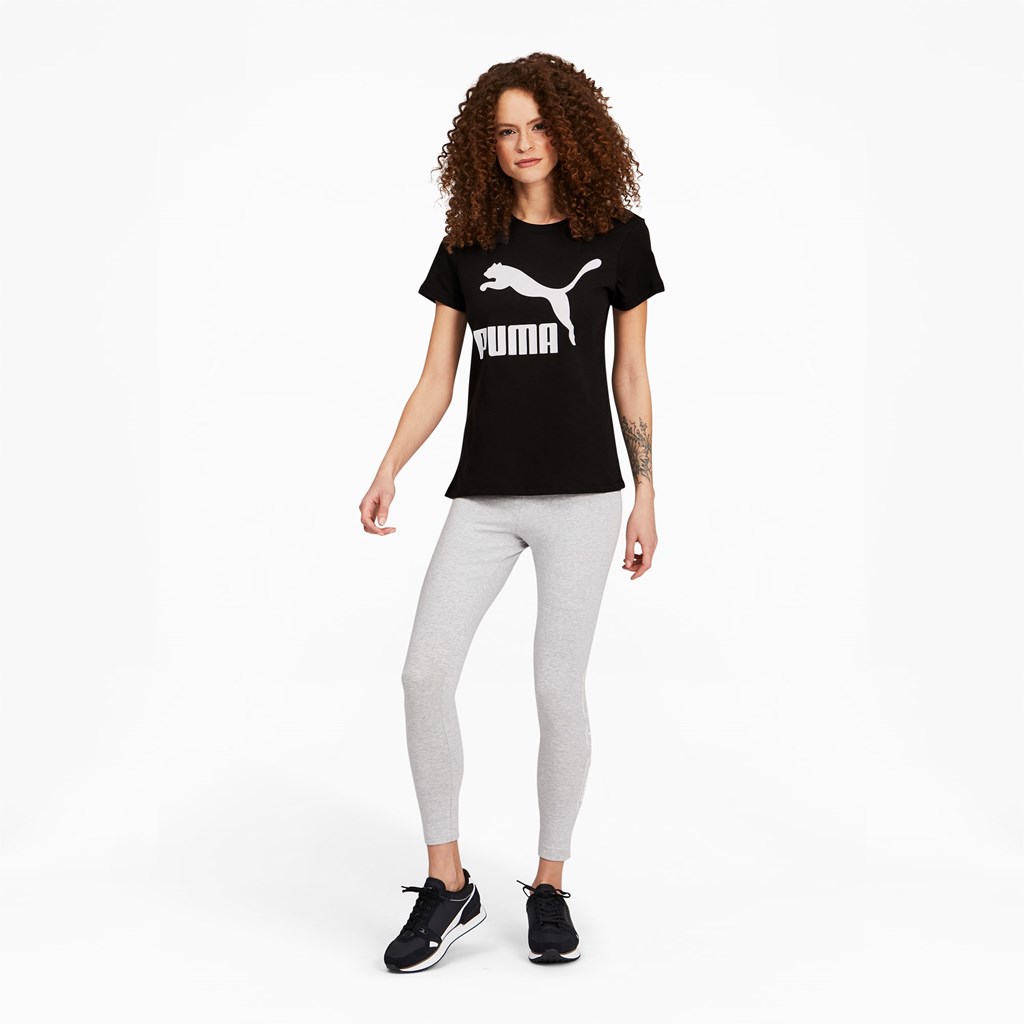 T Shirt Running Puma Classics Logo Femme Noir | 4129058-PN