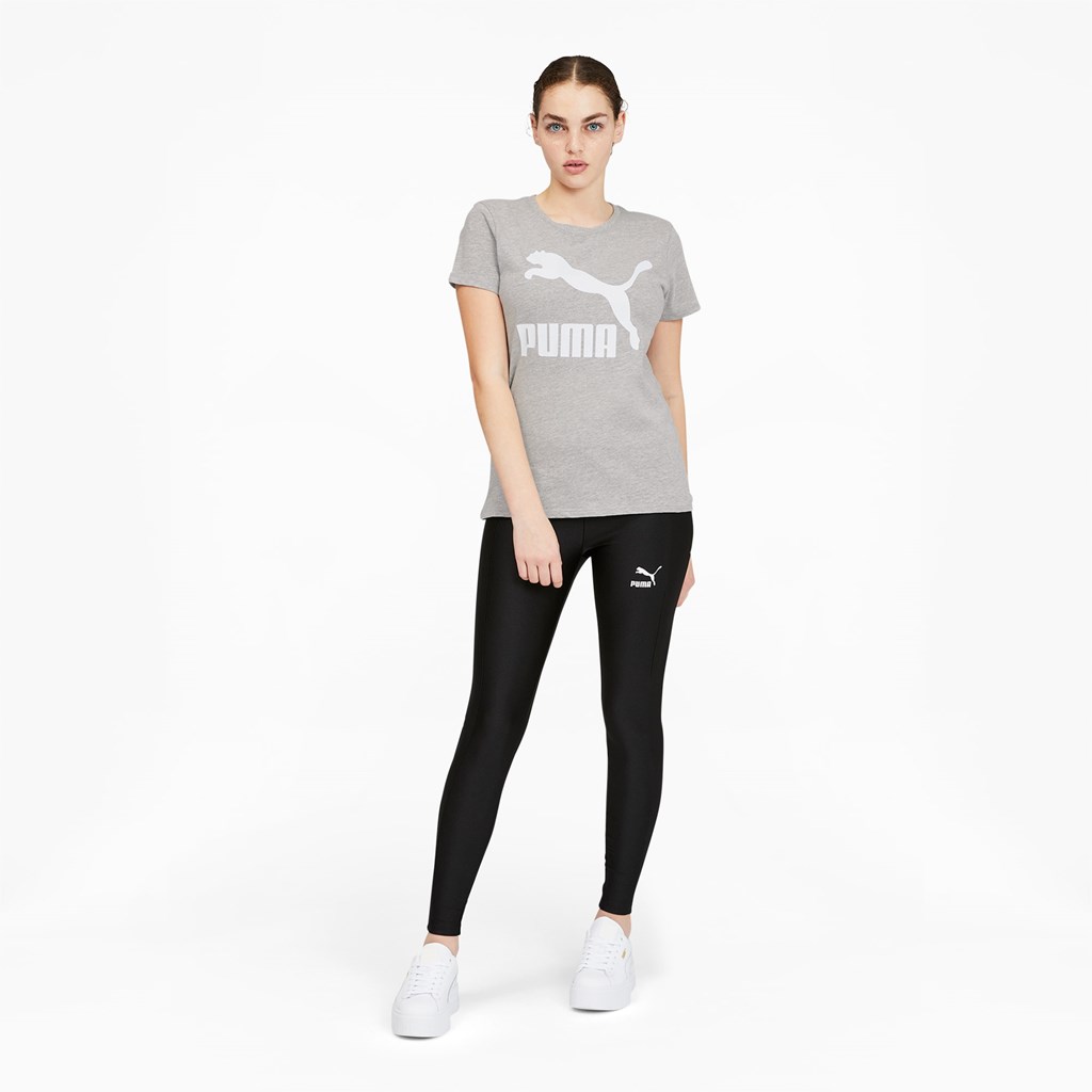 T Shirt Running Puma Classics Logo Femme Noir Blanche | 8196245-BP