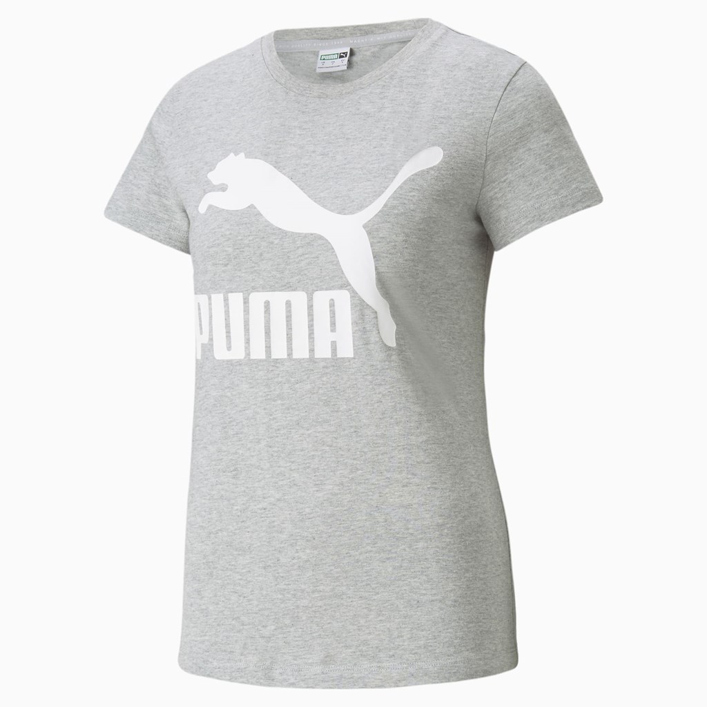 T Shirt Running Puma Classics Logo Femme Noir Blanche | 8196245-BP