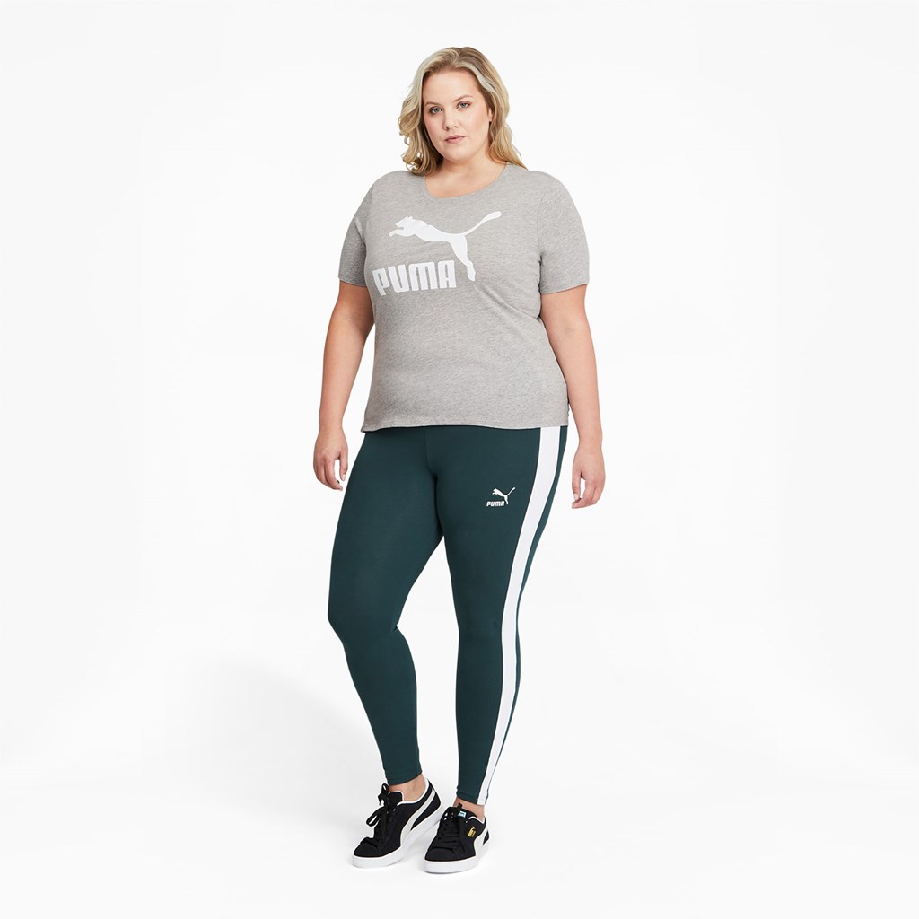 T Shirt Running Puma Classics Logo PL Femme Noir Blanche | 8913426-NA