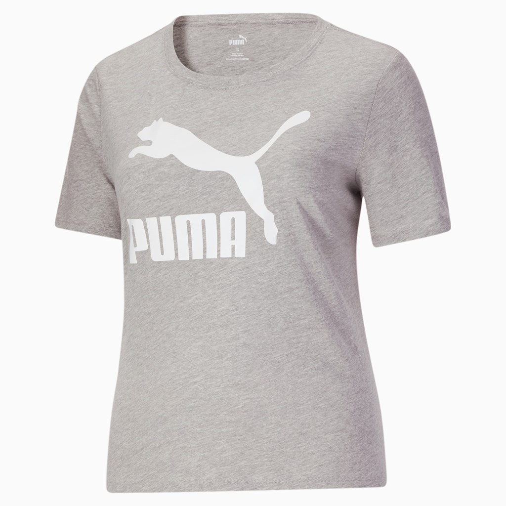 T Shirt Running Puma Classics Logo PL Femme Noir Blanche | 8913426-NA